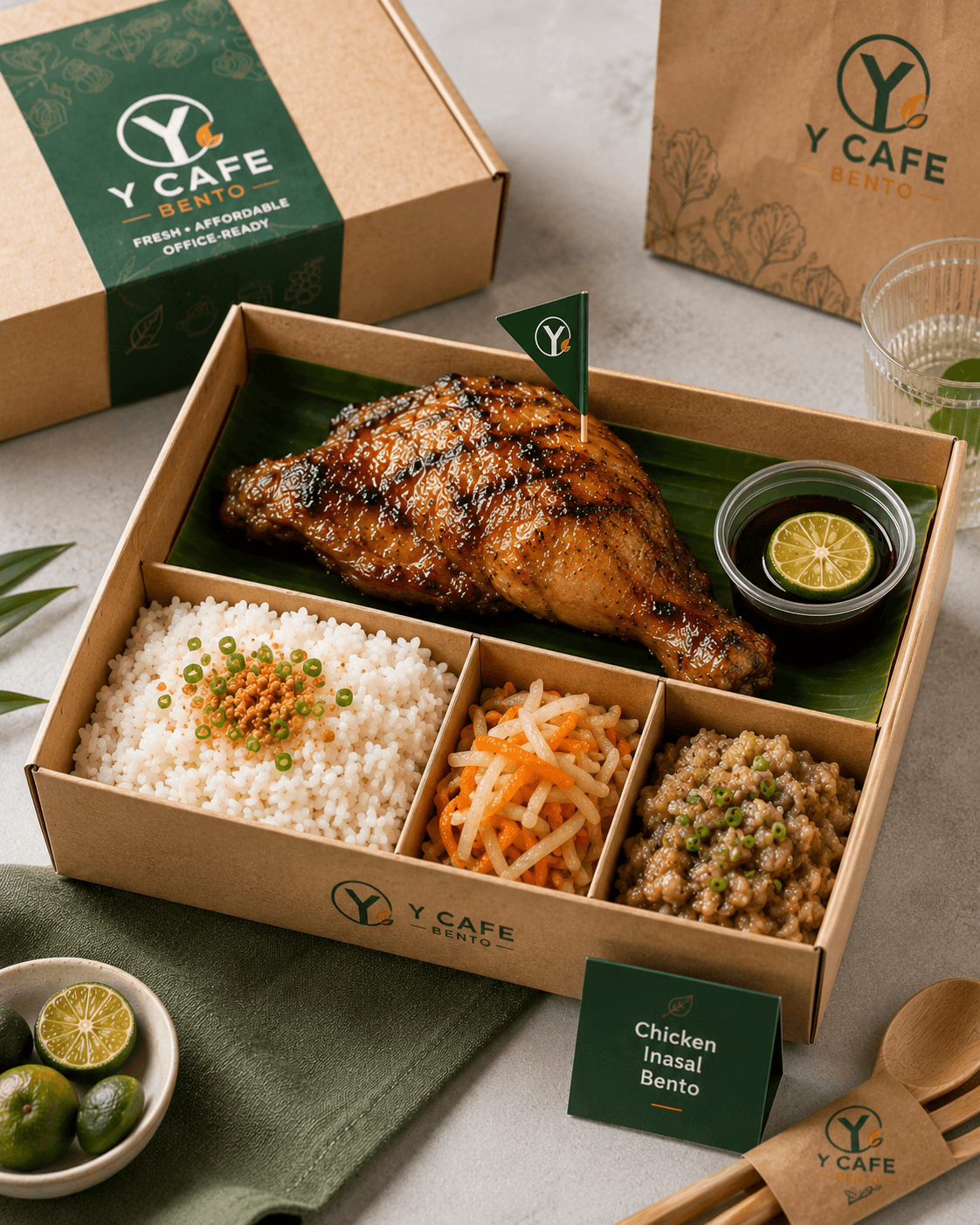 Chicken inasal Y Cafe Bento packed meal