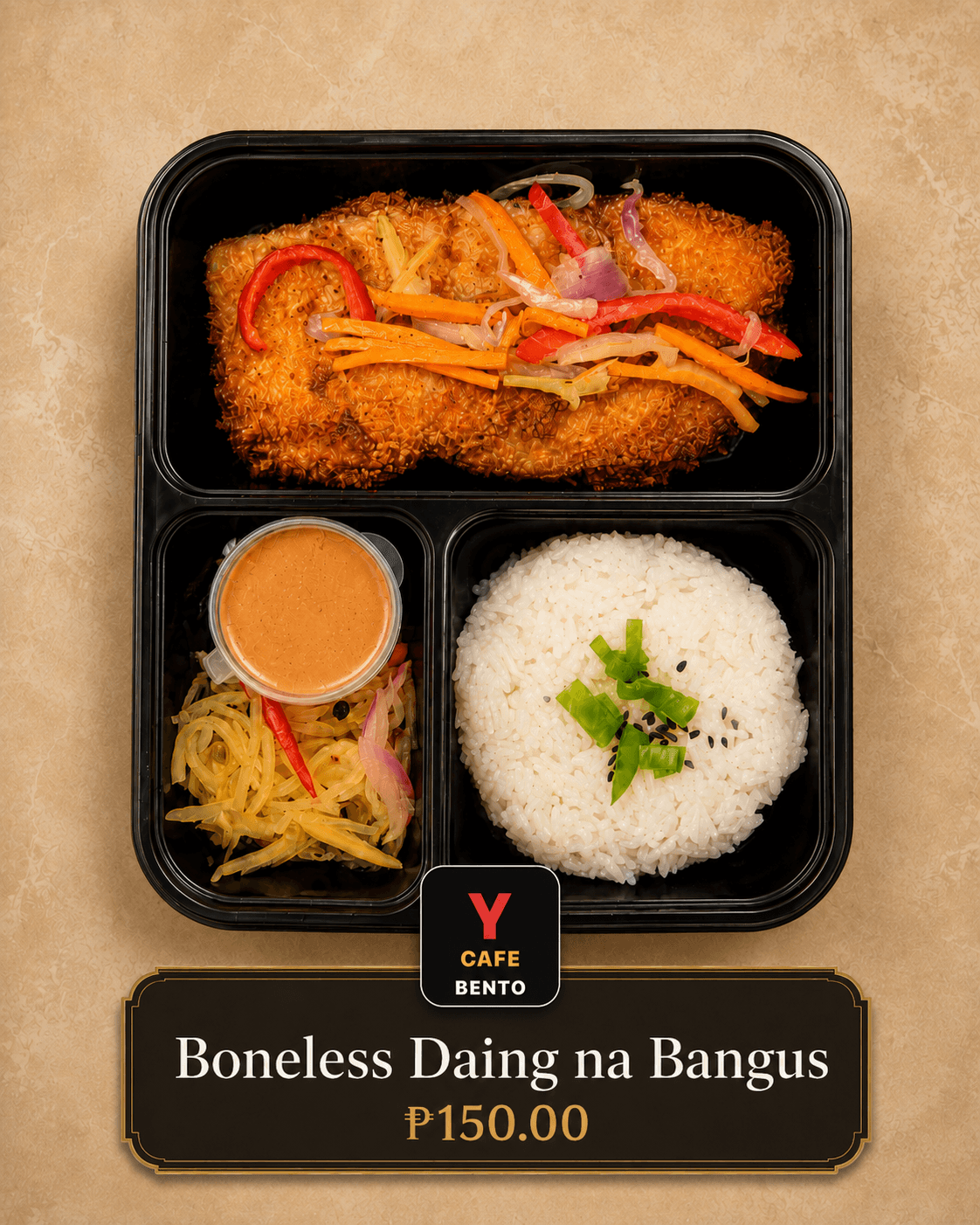 Boneless Daing na Bangus in Y Cafe Bento packaging