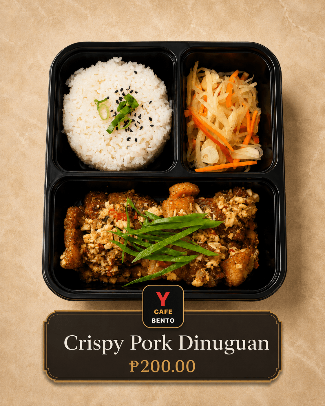 Crispy Pork Dinuguan in Y Cafe Bento packaging