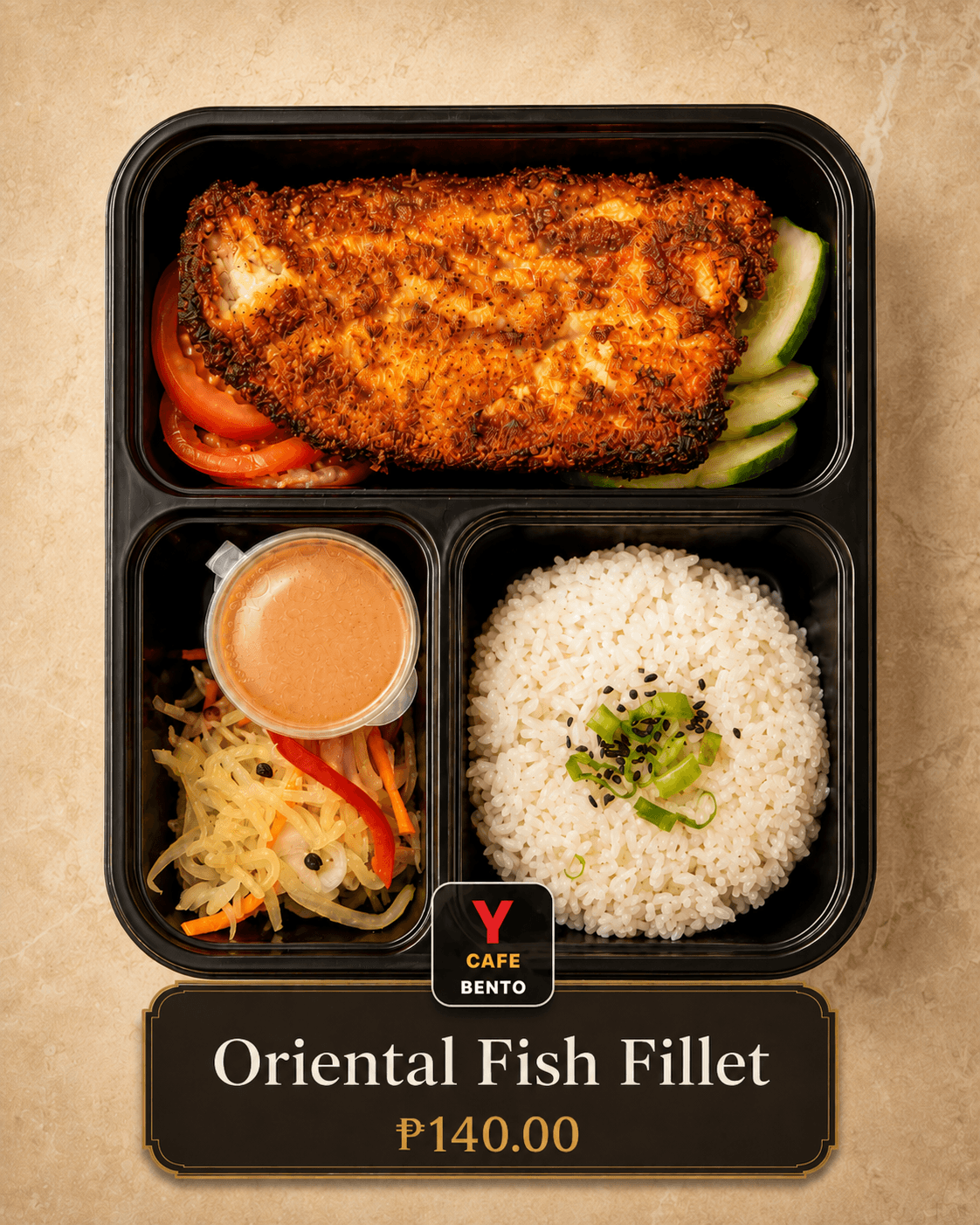 Oriental Fish Fillet in Y Cafe Bento packaging